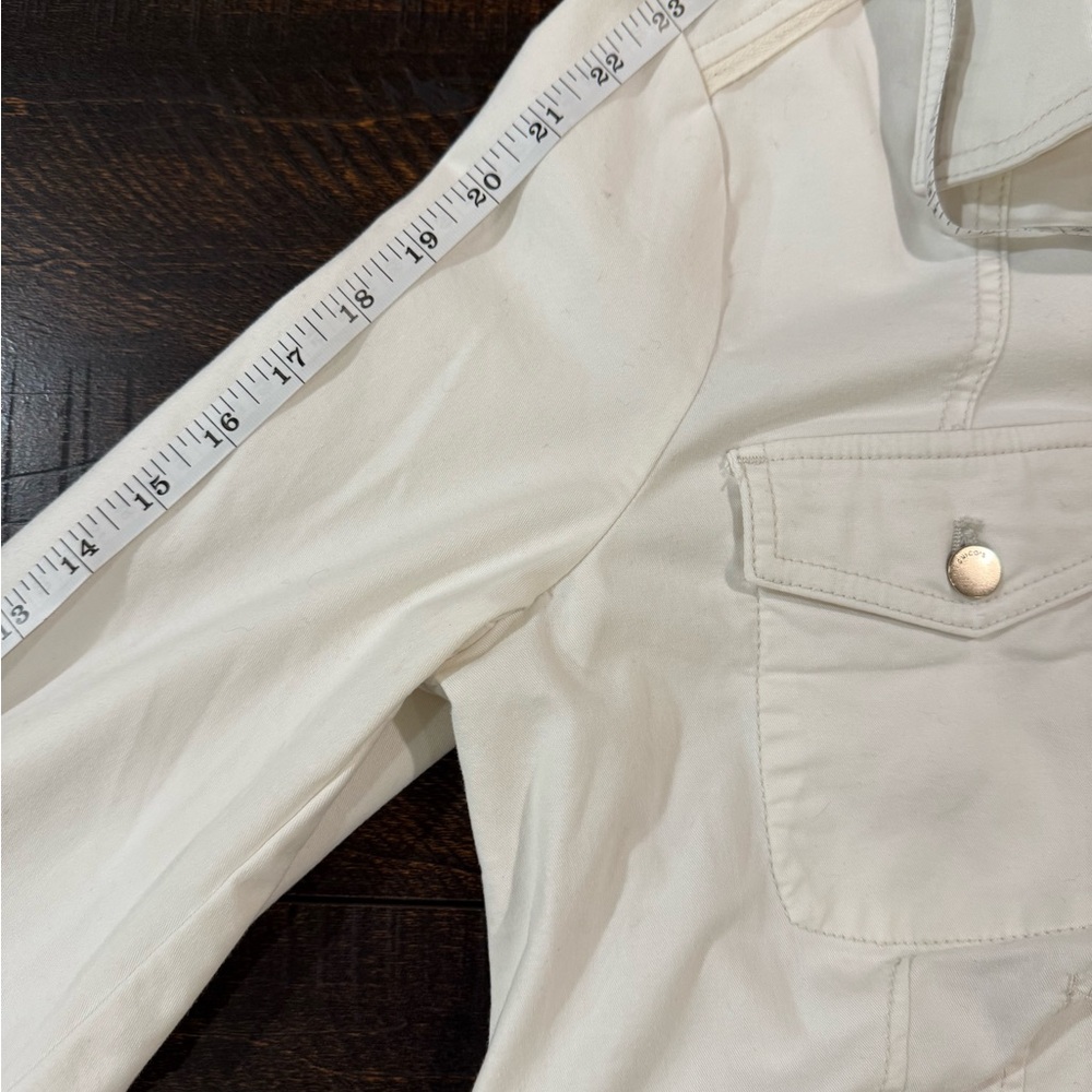 Chico’s White Safari Utility Jacket Cargo Button Front Stretch Large 12 /14 - Picture 7 of 8